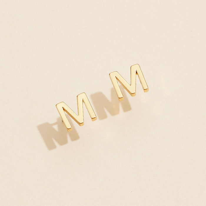 Initial Metal Stud Earrings 16 Assorted Pack