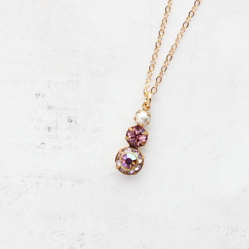 Vintage Glass Necklace | Three Jewel