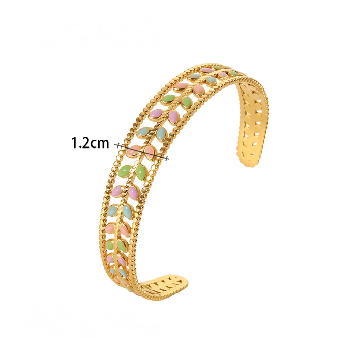 Multi Style 18K Gold Plated Stainless Steel Cuff Bangles-FGS