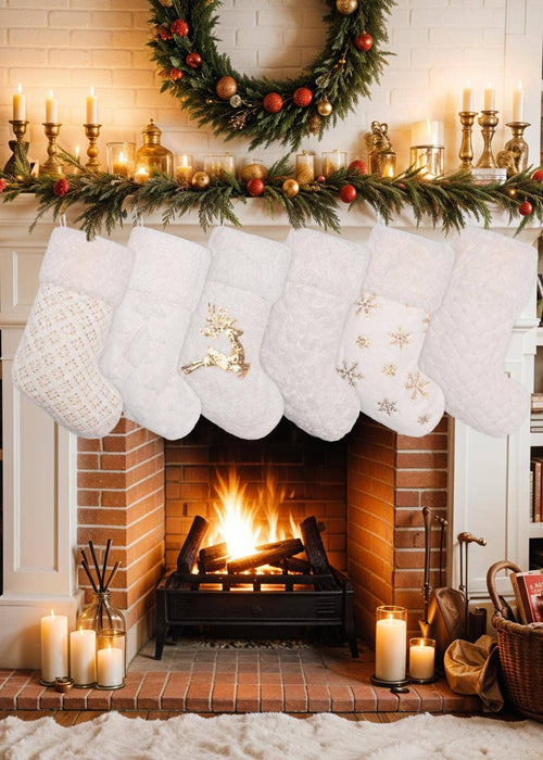 Luxurious Plush Gold Sequin Christmas Stockings