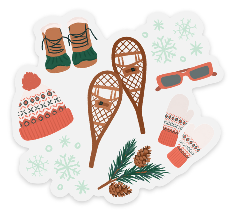 Clear Snowy Winter Favorites Sticker, 3x2.74in | Christmas