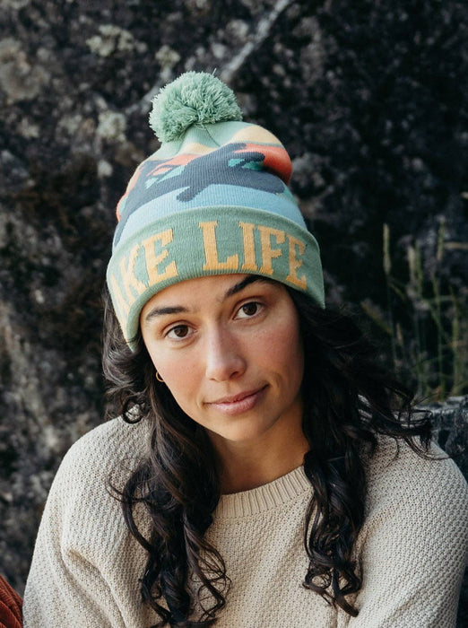 Lake Life Knit Beanie with Pom Pom Winter Hat – Canoe Adventure Outdoor Style