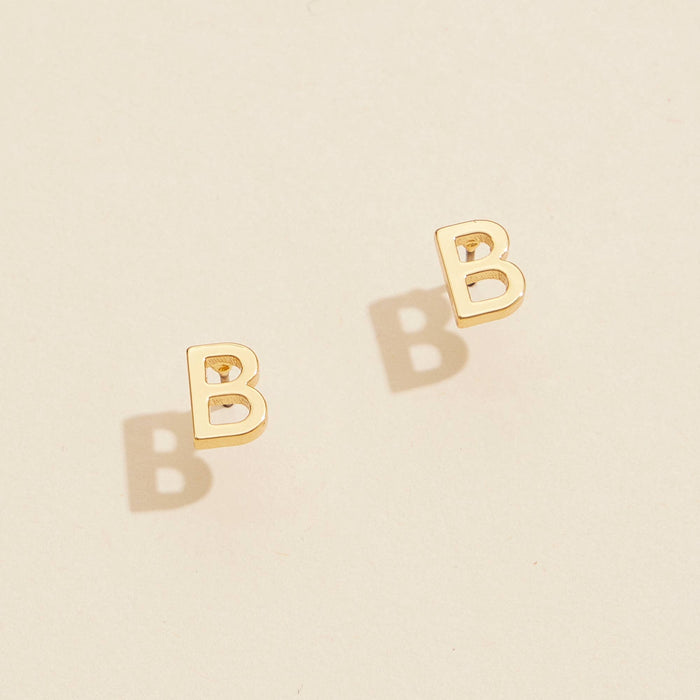 Initial Metal Stud Earrings 16 Assorted Pack