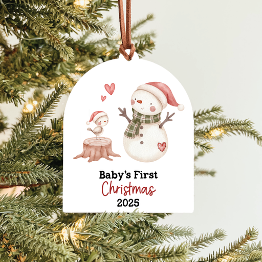 Baby's First Christmas Ornament 2025 | Snowman & Bird Arch