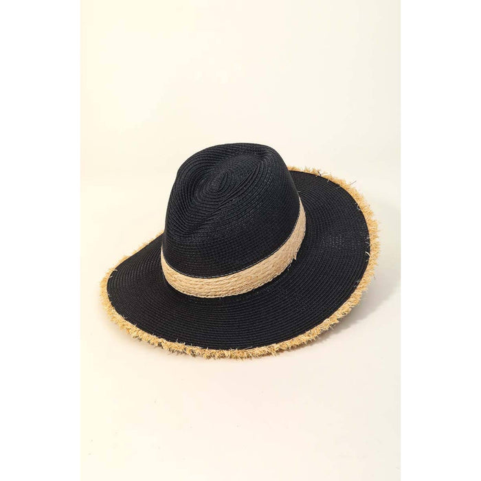 Straw Braided Fringe Fedora Hat