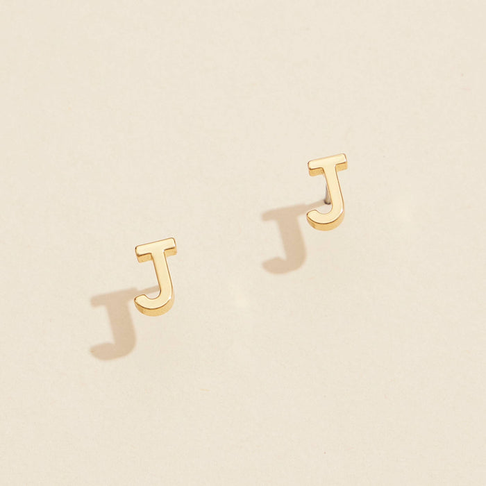 Initial Metal Stud Earrings 16 Assorted Pack