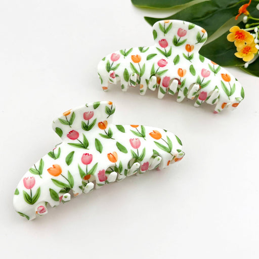 Tulip Oval Hair Claw Clip, Elegant Floral Hair Clip