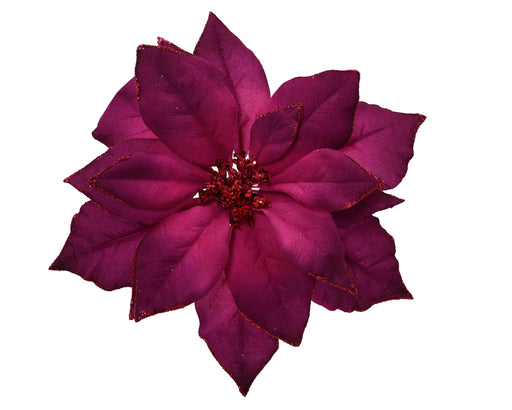 Poinsettia on Clip Dark Rose