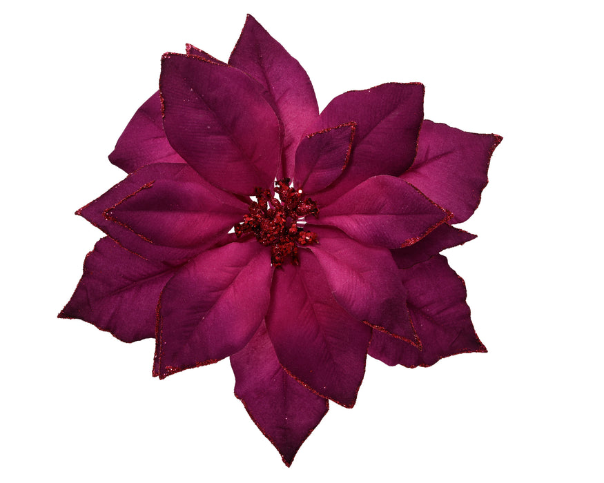 Poinsettia on Clip Dark Rose