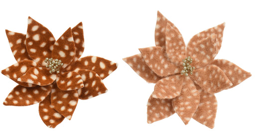 Poinsettia on Clip Amber with Polka Dots Faux Fur