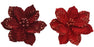 Double Poinsettia on Clip Dark Red/Lt. Red