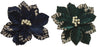 Double Poinsettia on Clip Navy/Emerald with Silver
