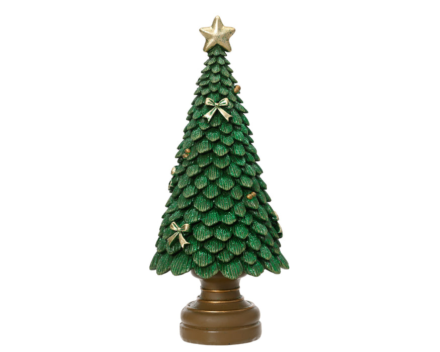 Tree Green with Star and Bows 23 cm