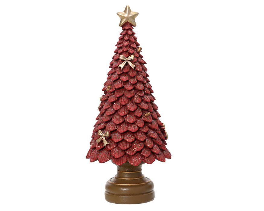 Tree Red with Star and Bows 23 cm