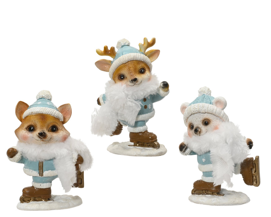 Animals Skating in Blue & White Outfits 14 cm