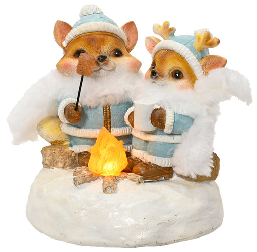 Roasting Marshmallows Deer & Fox in Blue