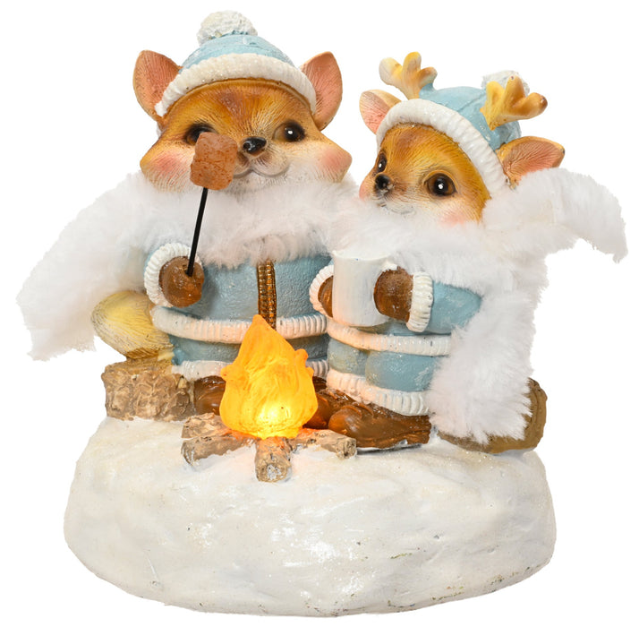 Roasting Marshmallows Deer & Fox in Blue
