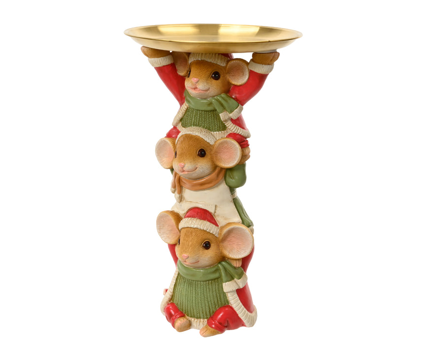 Three Mice on Each Shoulders Holding Plate