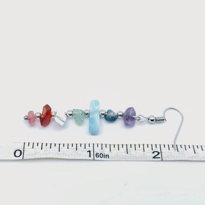 Handmade Colorful Natural Gravel Pendant Earrings