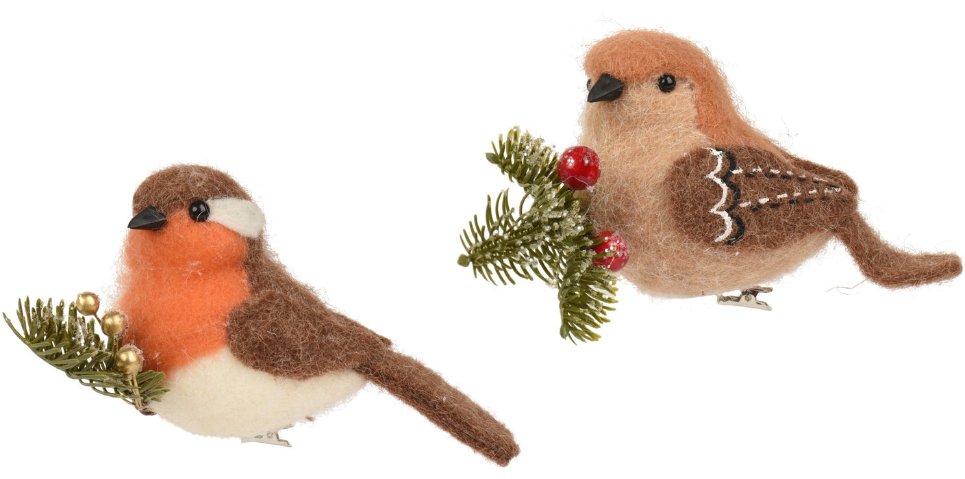 Brown Bird on Branch with Berries