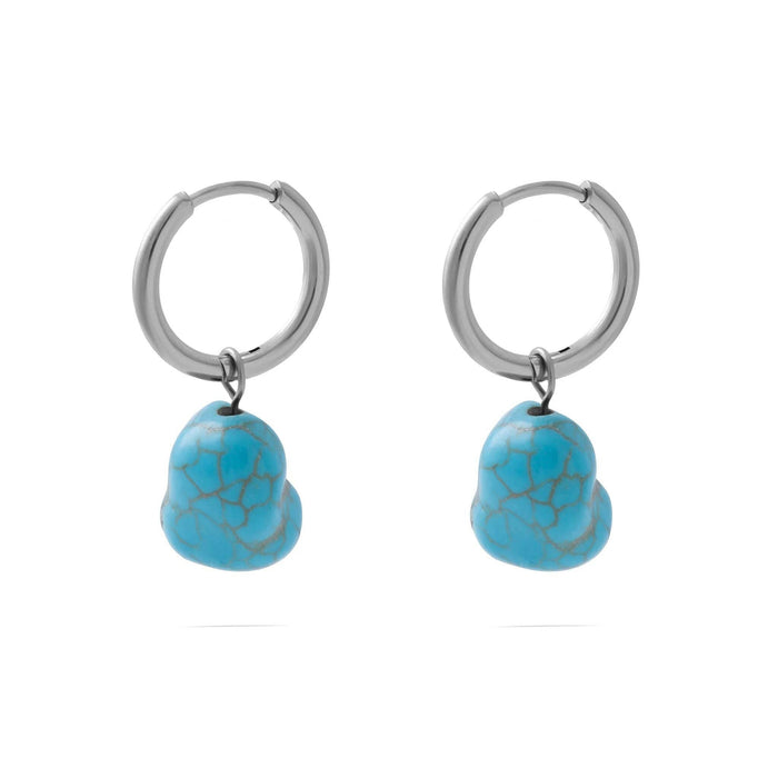 18K Gold PVD Stainless Steel Turquoise Stone Huggie Earrings