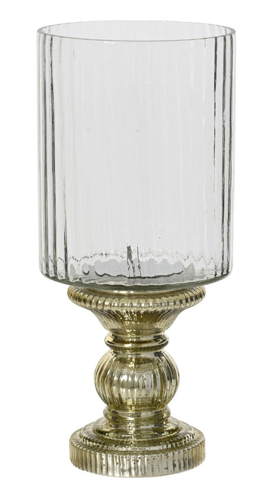 Hurricane Glass Clear with Gold Stem 15 x 34 cm