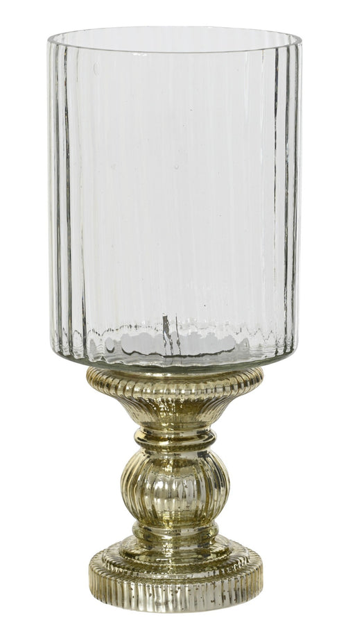 Hurricane Glass Clear with Gold Stem 15 x 34 cm