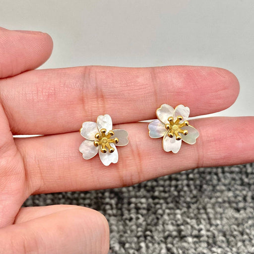 FGS - Shell Cherry Blossom 18K Gold Plated SS Ear Studs