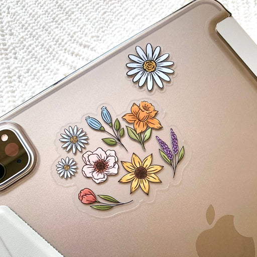Clear Floral Favorites Sticker, 3x2.5in