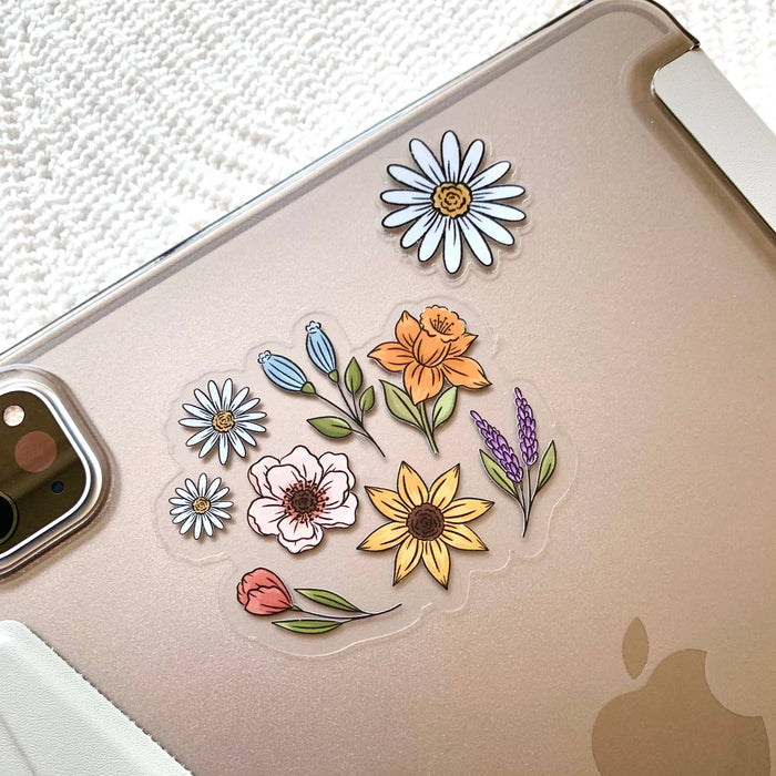 Clear Floral Favorites Sticker, 3x2.5in