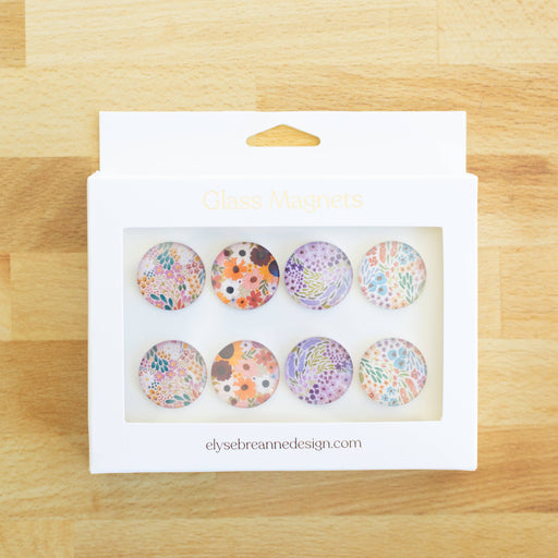 Glass Magnets, Box Set of 8 Floral Magnets PREORDER MID FEB