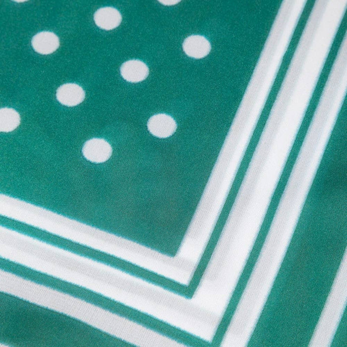 Polka Dot With Stripe Border Print Satin Square Scarf