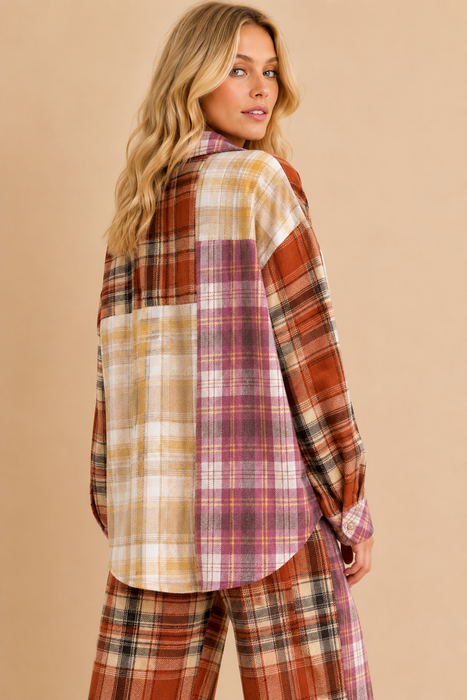 MULTICOLOR PLAID BUTTON DOWN TOP