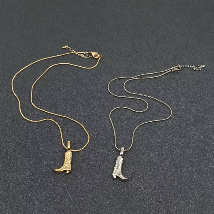 WJ - Western cowgirl Boots Charm Pendant Necklace