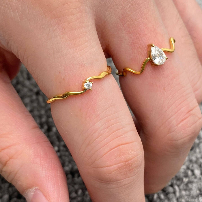 18K Gold Plated Stainless Steel Wavy Ring