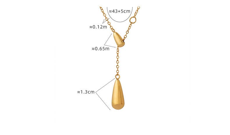 Gold Water Drop Necklace Chain Pendant