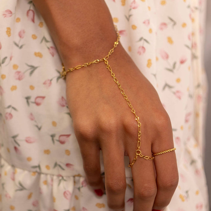 18K Gold PVD Stainless Steel Hammered Oval Hand Chain
