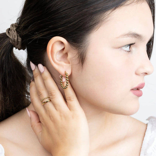 14K Gold Filled PLUS Circle Ball Hoop Earrings