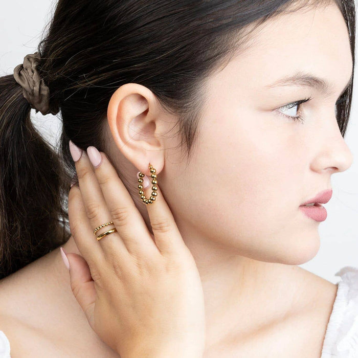 14K Gold Filled PLUS Circle Ball Hoop Earrings