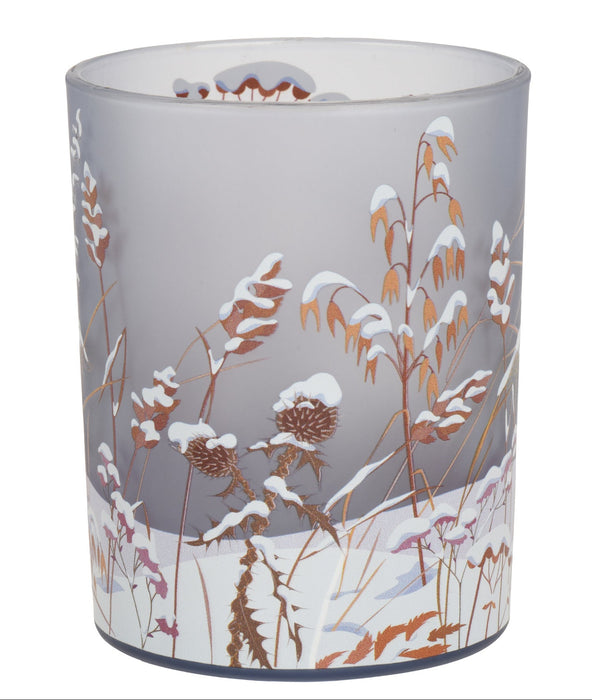 Tealight Holder Blue with Winter Scene