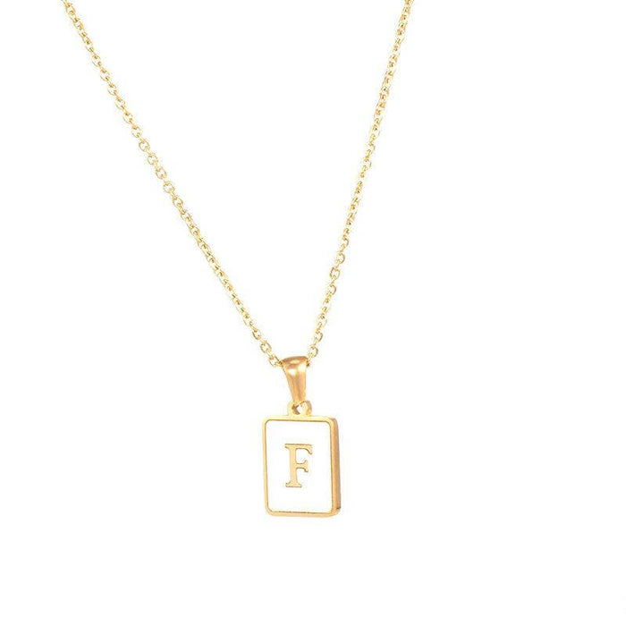 Mio Queena - Square Initial 18K Gold-plated Stainless Steel Necklace: Golden T (including chain)