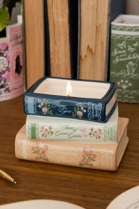 Stacked Books Candle, Ladies of Literature