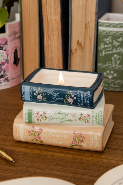 Stacked Books Candle, Ladies of Literature