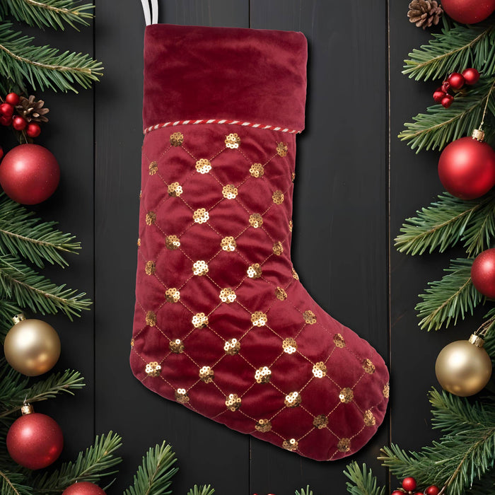 Large Intricate Quilting Style Christmas Stockings