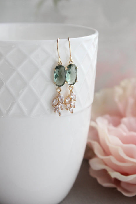 Sparkling Crystal Earrings | Leaf Earring