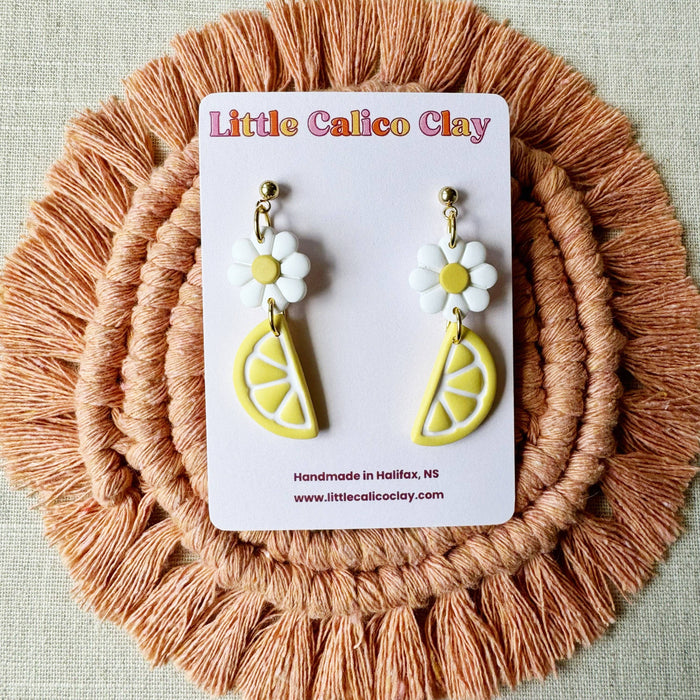 Daisy Citrus Dangles | Polymer Clay Earrings 