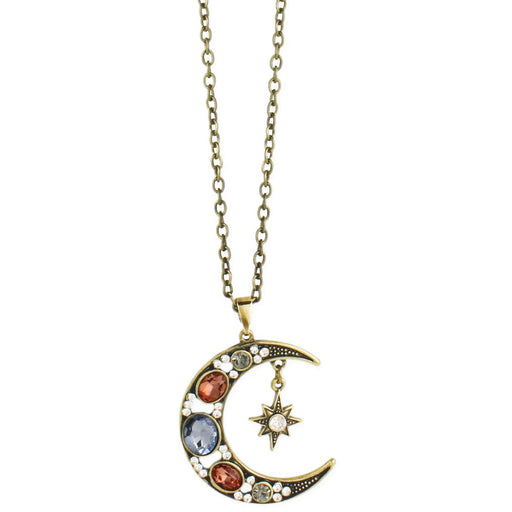 Jeweled Moon & Star Long Necklace