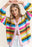 Fish Scales Multicolor Design Knit Cardigan