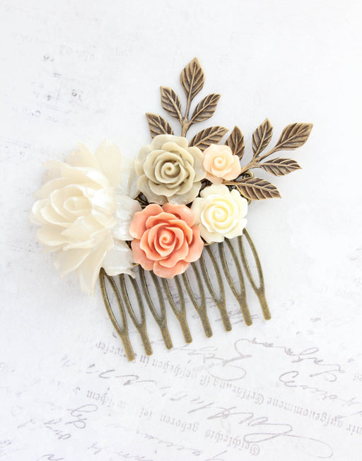 Flower Hair Comb | Vintage Style | Shimmering Ivory