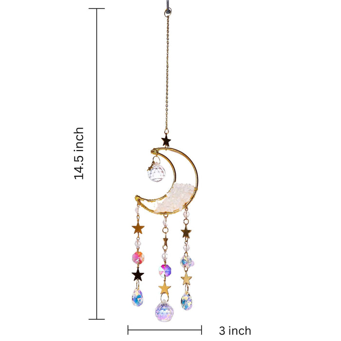 Opalite Moon Suncatcher - Crystal Window Decor Gift